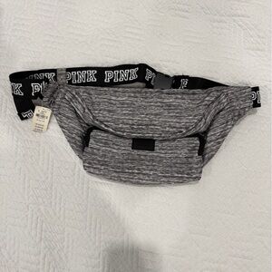 PINK Victoria's Secret Gray Marled Waist Bag with Branded Strap